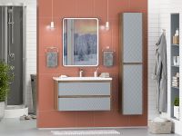 Шкаф пенал Brevita Chester 35 подвесной Серый матовый Дуб Чарльстон темно-коричневый арт-CHE-05035-4950По — фото 7, Пеналы для ванной комнаты