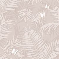 Обои Andrea Rossi Stromboli Винил на флизелине (1,06*10) Бежевый/Розовый, Листья/Бабочки арт-54348-3 — фото 1, Обои для стен