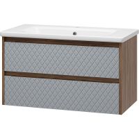 Тумба с раковиной Brevita Chester 90 подвесная Серая матовая Дуб Чарльстон темно-коричневый арт-УТ000022882 — фото 1, Тумбы с раковиной