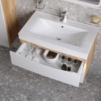 Тумба с раковиной Iddis Cloud 80 подвесная Белая матовая Дуб золотистый арт-CLO80Y0i95K — фото 4, Тумбы с раковиной