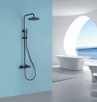 Душевая система Abber Wasser Kreis с термостатом Черная матовая арт-AF8160B — фото 2, Душевые стойки