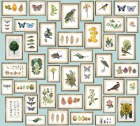 Фреска Ortograf Цветы 30242 Фактура флок FLK Флизелин (3*2,7) Бирюзовый/Разноцветный, Цветы/Птицы/Предметы арт-30242 (флок FLK) — фото 2, Фрески