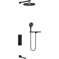 Душевая система Vincea Inspire с термостатом Черная матовая арт-VSFW-433TI2RMB — фото 1, Встраиваемые душевые комплекты