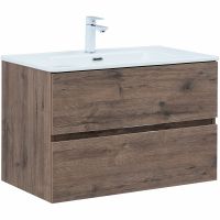 Тумба под раковину Aquanet Алвита New 80 подвесная Дуб веллингтон табак арт-334186 — фото 1, Тумбы под раковину