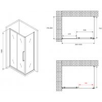 Душевой уголок Abber Schwarzer Diamant 100x80 профиль Черный стекло матовое арт-AG30100BMH-S80BM — фото 5, Прямоугольные душевые уголки