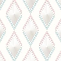 Обои Andrea Rossi Gallinara Винил на флизелине (1,06*10,05) Белый/Голубой/Розовый, Ромб арт-54314-2 — фото 1, Обои для стен