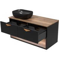 Тумба под раковину Brevita Bergen 105 подвесная Черная матовая Дуб Галифакс олово арт-BER-07105-19-02-2Я — фото 10, Тумбы под раковину