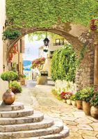 Фреска Ortograf Городской пейзаж 30723 Фактура бархат FX Флизелин (1,9*2,7) Бежевый/Зеленый, Город/Листья арт-30723 (бархат FX) — фото 2, Фрески