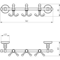Вешалка для полотенец Migliore Mirella Хром Золото арт-24915 — фото 4, Крючки для полотенец