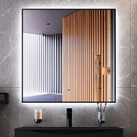 Зеркало Bond Cube 80x80 с подсветкой Черное с бесконтактным выключателем арт-M36ZE-8080 — фото 1, Зеркала в ванную комнату