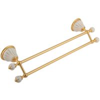 Полотенцедержатель Migliore Olivia двойной Золото Белый арт-17532 — фото 1, Полотенцедержатели