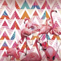 Фреска Ortograf Paradise 32233 Фактура флок FLK Флизелин (2,7*2,7) Розовый/Разноцветный, Птицы/Геометрия арт-32233 (флок FLK) — фото 2, Фрески