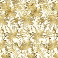 Фреска Ortograf Silver&Gold 32824 Фактура флок FLK Флизелин (2,7*2,7) Белый/Бежевый, Листья/Птицы арт-32824 (флок FLK) — фото 2, Фрески