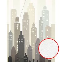 Фреска детская Ortograf Детские 33306 Фактура бархат FX Флизелин (2,1*2,7) Бежевый/Серый, Город арт-33306 (бархат FX) — фото 1, Фрески