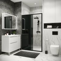 Душевая дверь Grossman Cosmo 110 профиль Черный матовый стекло тонированное арт-100.K33.02.110.21.10 — фото 4, Раздвижные душевые двери