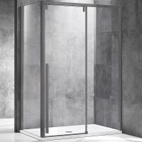 Душевой уголок Vincea Lugano 120x100 профиль Вороненая сталь стекло прозрачное арт-VSR-1L1012CLGM-1 — фото 1, Прямоугольные душевые уголки