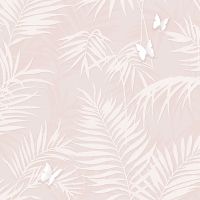 Обои Andrea Rossi Stromboli Винил на флизелине (1,06*10) Бежевый/Розовый, Листья/Бабочки арт-54348-2 — фото 1, Обои для стен
