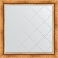 Зеркало Evoform Exclusive-G 106х106 с гравировкой в багетной раме - Римское золото 88 мм арт-BY 4447 — фото 1, Зеркала в ванную комнату