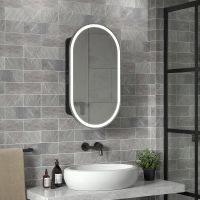 Зеркальный шкаф Reflection Black 450х800 с подсветкой Черный матовый арт-RF2003BL — фото 7, Зеркальные шкафы в ванную