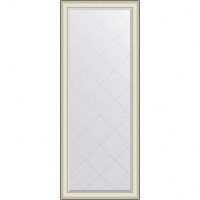 Зеркало Evoform Exclusive-G Floor 200х79 с гравировкой в багетной раме - Белая кожа с хромом 78 мм арт-BY 6393 — фото 1, Зеркала в ванную комнату