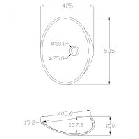 Раковина-чаша Abber Stein 54 Белая матовая арт-AS2616 — фото 3, Раковины накладные