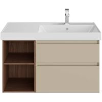 Тумба под раковину Kerama Marazzi Cubo 90 R CUB.90.2Rh\LIM.N подвесная Лимо матовый Структурированный орех арт-CUB.90.2Rh\LIM.N — фото 2, Тумбы под раковину