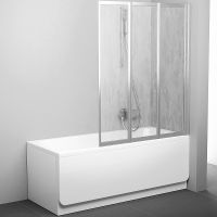 Шторка на ванну Ravak Behappy VS3 130 профиль Сатин витраж пластик Rain арт-795V0U0041 — фото 2, Складные шторки для ванной