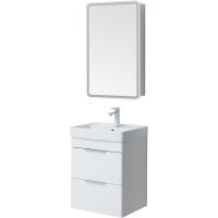 Тумба с раковиной Aquanet Ирис new 50 подвесная Белый глянец арт-312422 — фото 9, Тумбы с раковиной