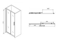 Душевая дверь Abber Schwarzer Diamant 120 профиль Черный стекло прозрачное арт-AG30120BH — фото 5, Раздвижные душевые двери