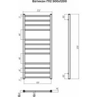 Водяной полотенцесушитель Terminus Ватикан П12 500x1200 Хром, нижнее подключение, G 1/2" ВР арт-4670078543981 — фото 4, Водяные полотенцесушители