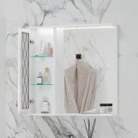 Зеркало со шкафом Volna Milena 70 L с подсветкой Белое арт-zsMLN70.L-01 — фото 2, Зеркальные шкафы в ванную