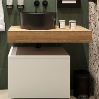 Тумба с раковиной STWORKI Ольборг 80 подвесная Белая матовая Дуб французский арт-486640 — фото 1, Тумбы с раковиной