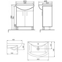 Тумба с раковиной Orange Лайт 60 Белый глянец арт-LA-60TUW+GR — фото 12, Тумбы с раковиной