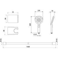 Душевой гарнитур Aquatek Оберон Select 120 3 jet Хром арт-AQ2033CR — фото 2, Душевые гарнитуры на держателе
