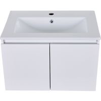 Тумба с раковиной Orange Квадро 60 подвесная Белый глянец арт-KV-60TUW+Ra — фото 1, Тумбы с раковиной