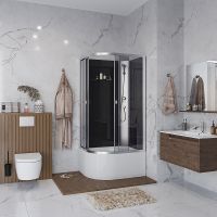 Душевая кабина Niagara Eco 90x80 R без гидромассажа арт-E90/80/40R/TN/BK — фото 1, Душевые кабины