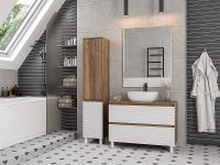 Шкаф пенал Brevita Dakota 35 L Белый матовый Дуб Галифакс олово арт-DAK-050350-19/01Л — фото 9, Пеналы для ванной комнаты