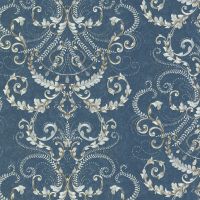 Обои Decori-Decori Gioiello Винил на флизелине (1,06*10,05) Синий, Дамаск арт-82512 — фото 1, Обои для стен