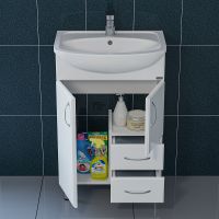 Тумба под раковину СанТа Стандарт 55 Белая арт-201088 — фото 5, Тумбы под раковину