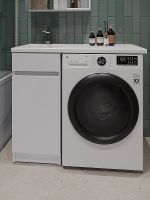 Тумба с раковиной Orange Sistema 100 L с бельевой корзиной Белая арт-STK-40TUW+RAL — фото 2, Тумбы с раковиной