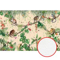 Фреска Ortograf Miracle 33860 Фактура бархат FX Флизелин (4*2,7) Бежевый/Разноцветный, Листья/Животные арт-33860 (бархат FX) — фото 1, Фрески