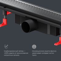 Душевой лоток AM.PM PrimeFlow 50 с Черной матовой решеткой Cut Gradient арт-W02SC-P11-050-01BM — фото 14, Душевые лотки