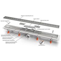 Душевой лоток Veconi Harmony S 550 с решеткой Сатин арт-V550HS — фото 3, Душевые лотки