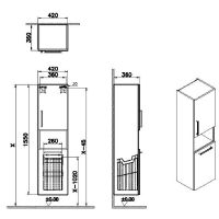 Шкаф пенал Vitra Root 40 R подвесной с бельевое корзиной Белый глянцевый арт-66231 — фото 5, Пеналы для ванной комнаты