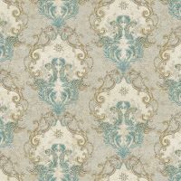 Обои Decori-Decori Amore Винил на флизелине (1,06*10,05) Бежевый/Голубой, Дамаск арт-82804 — фото 1, Обои для стен