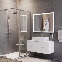 Зеркало Bond Cube 100x80 с подсветкой с сенсорным выключателем арт-M44ZE-10080 — фото 9, Зеркала в ванную комнату