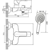 Смеситель для ванны Orange Aristo Черный арт-M19-300b — фото 14, Смеситель для ванны