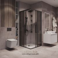 Душевой уголок Grossman Cosmo 90х90 профиль Черный матовый стекло тонированное арт-300.K33.02.9090.21.10 — фото 2, Квадратные душевые уголки
