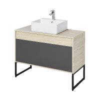 Тумба под раковину Aquaton Лофт Урбан 100 подвесная Cерый графит Дуб орегон арт-1A247701LQX60 — фото 11, Тумбы под раковину