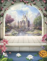 Фреска детская Ortograf Детские 5372 Фактура бархат FX Флизелин (2,1*2,7) Разноцветный, Замки арт-5372 (бархат FX) — фото 2, Фрески